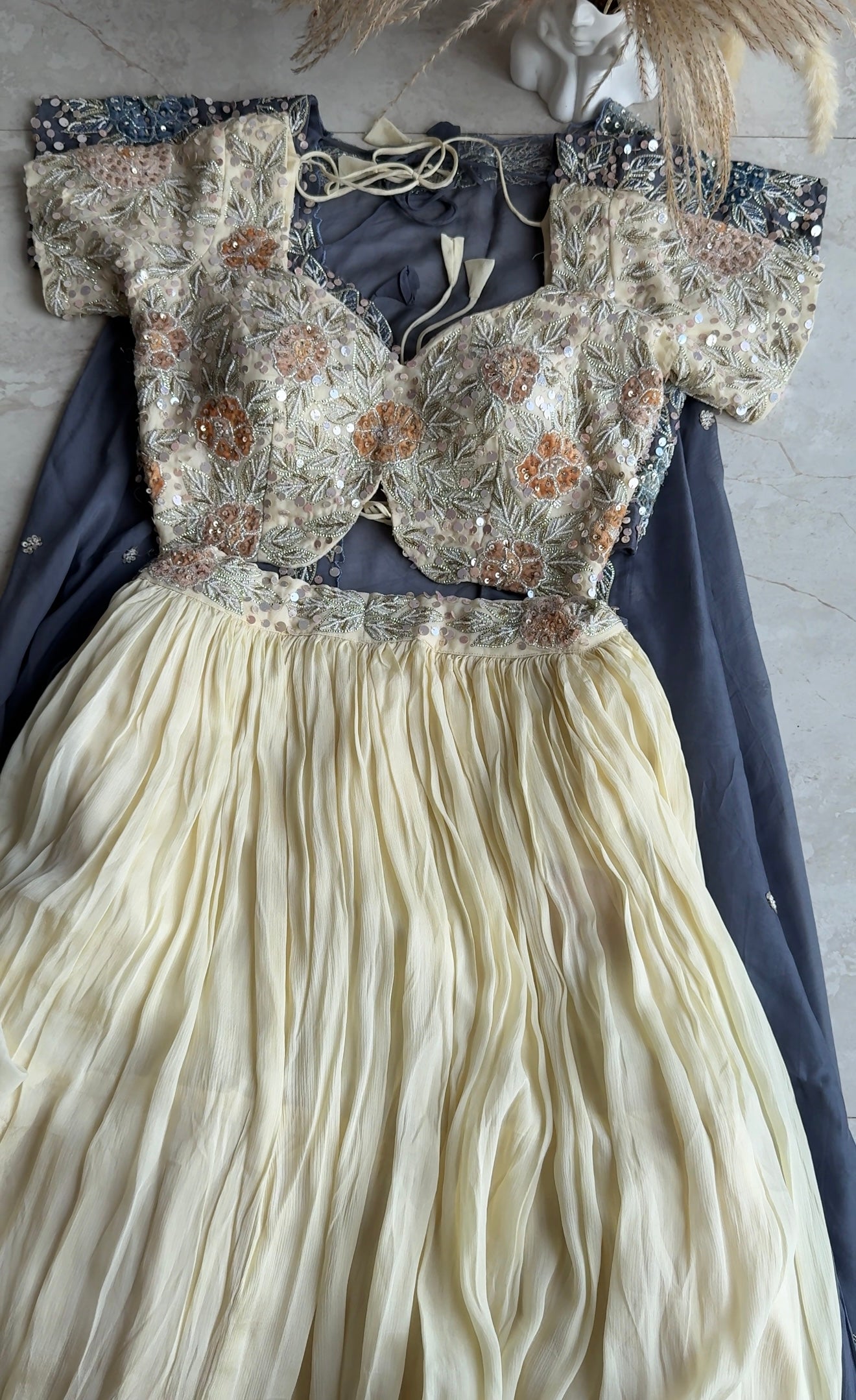 Jannat padded blouse with Lehenga and cape(Make to Order)