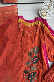 Rani mul chanderi kardana Aline dress with plazzo