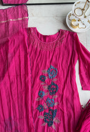 Rani mul chanderi kardana Aline dress with plazzo