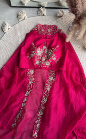 Gargi hand work padded blouse with cancan Lehenga and cover up