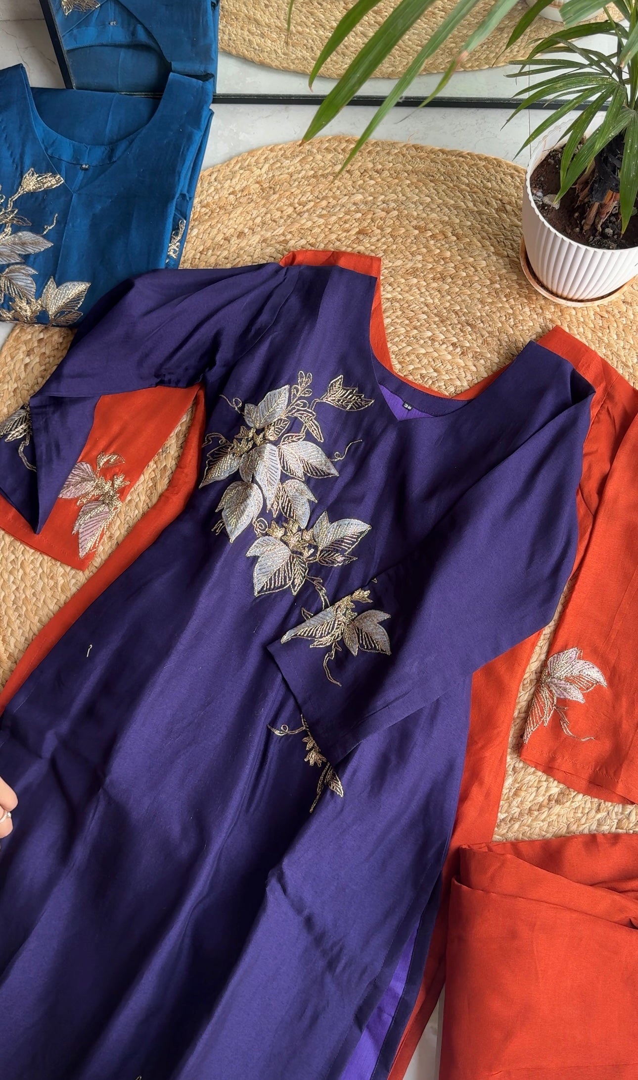 Sampada tissue applique dress (Make to Order)