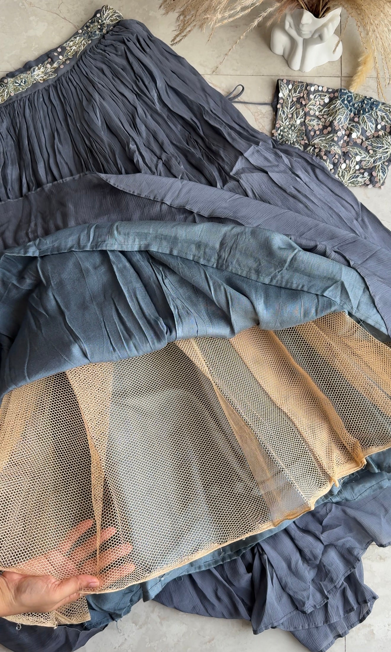 Jannat padded blouse with Lehenga and cape(Make to Order)