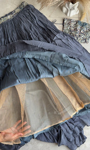 Jannat padded blouse with Lehenga and cape(Make to Order)