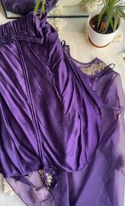 Shama crop top with cowl skirt and kaftan cover up