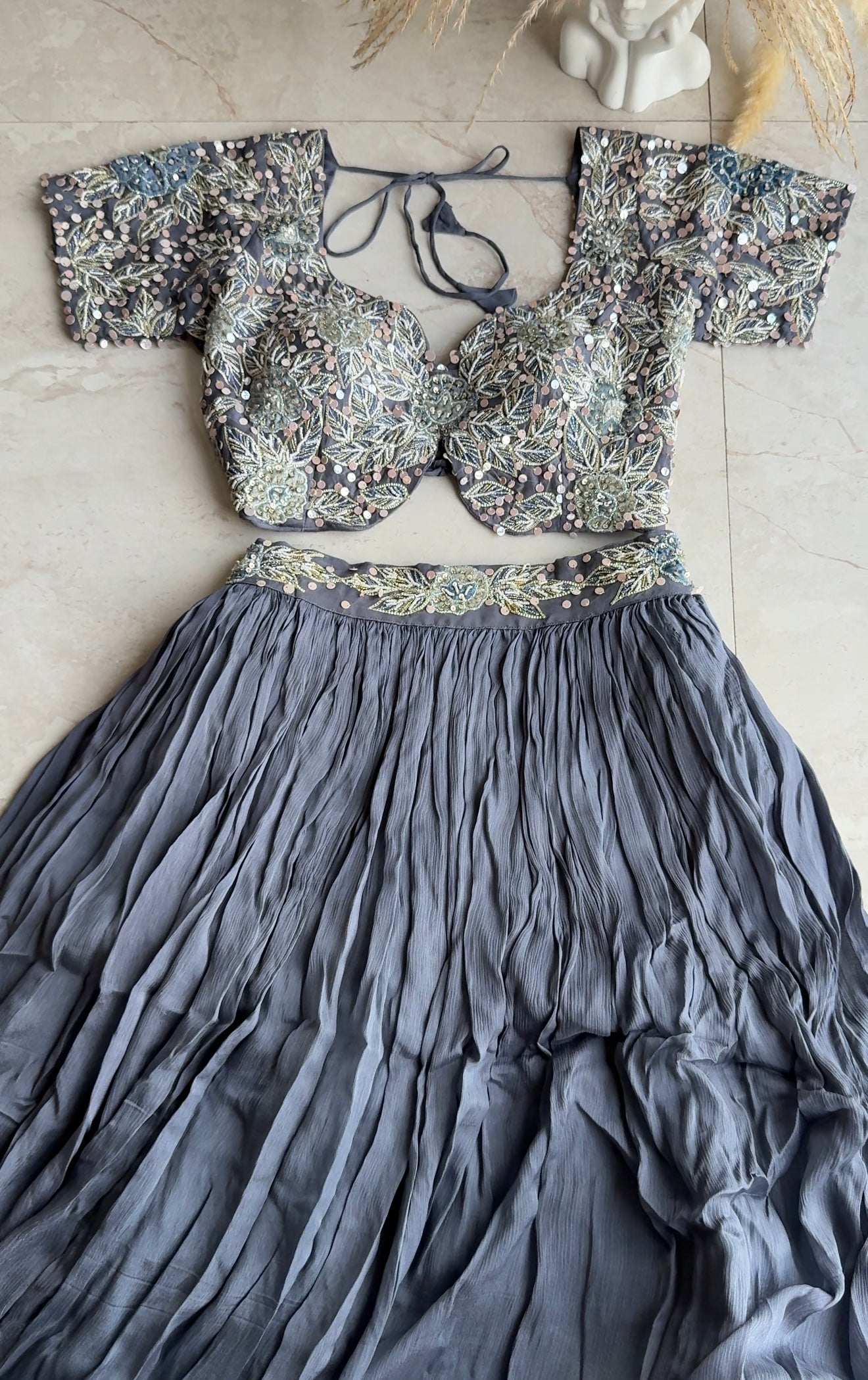 Jannat padded blouse with Lehenga and cape(Make to Order)