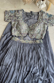 Jannat padded blouse with Lehenga and cape(Make to Order)