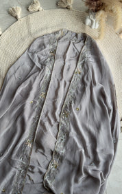 Shrishti hand work blouse with shaded cowl skirt and jacket