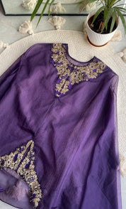 Shama crop top with cowl skirt and kaftan cover up