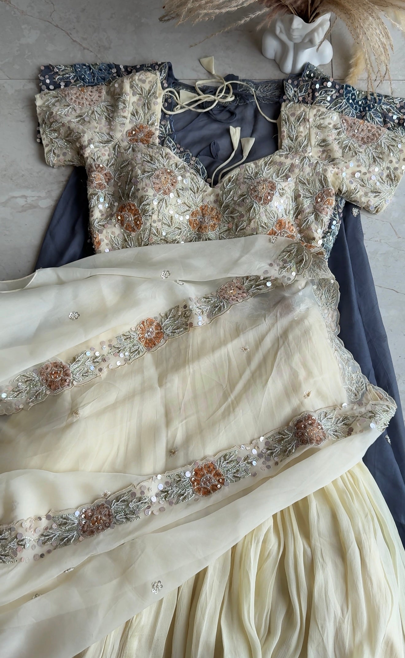 Jannat padded blouse with Lehenga and cape(Make to Order)