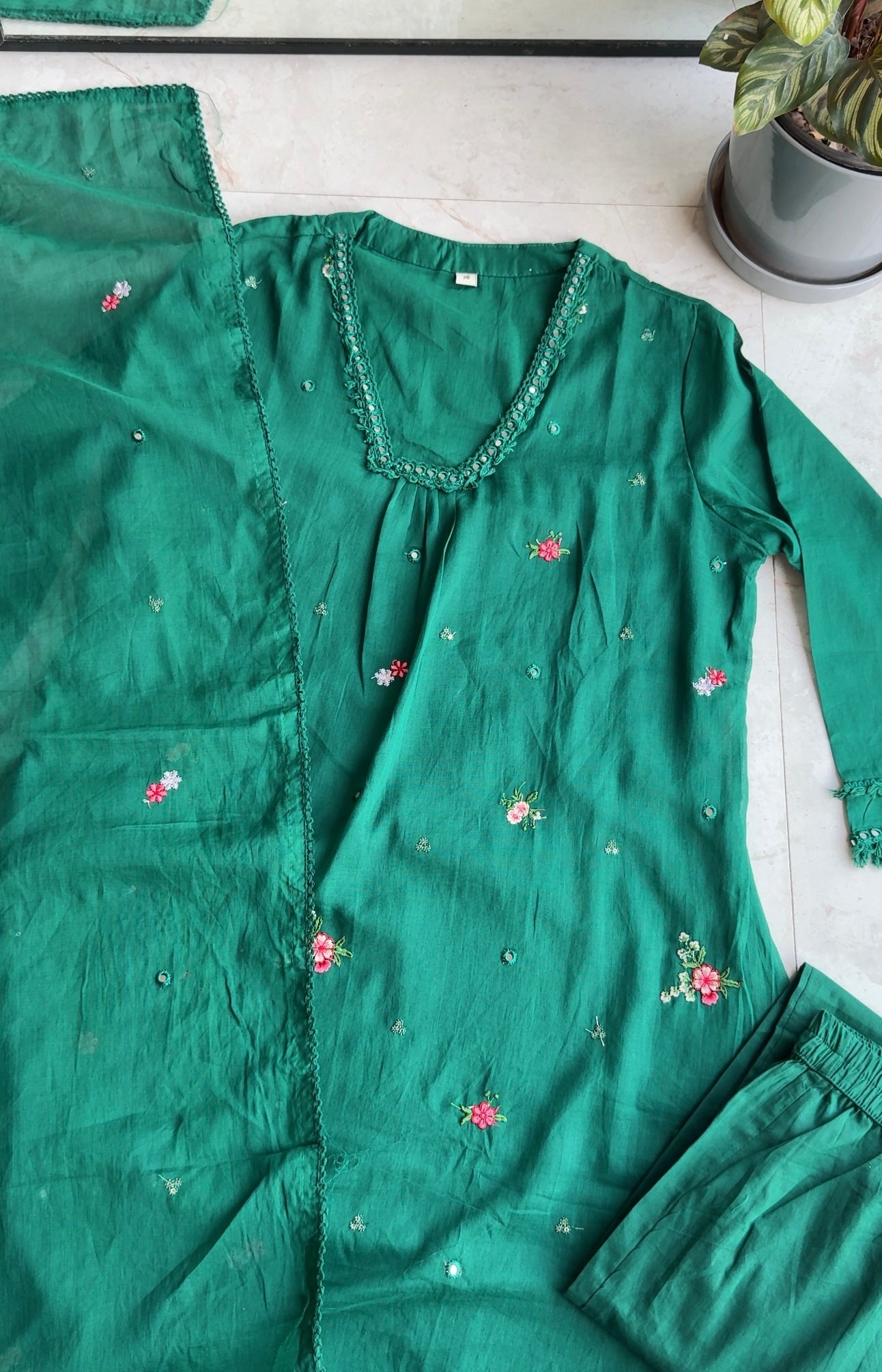 Kashi box neck embroidered dress