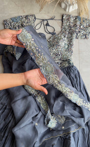 Jannat padded blouse with Lehenga and cape(Make to Order)