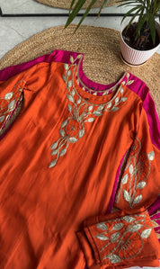 Mehek hand work golden gotta plazzo dress(Make to Order)