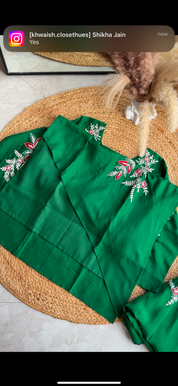 Rashi embroidery high low kurta with pants and dupatta (Make to Order)