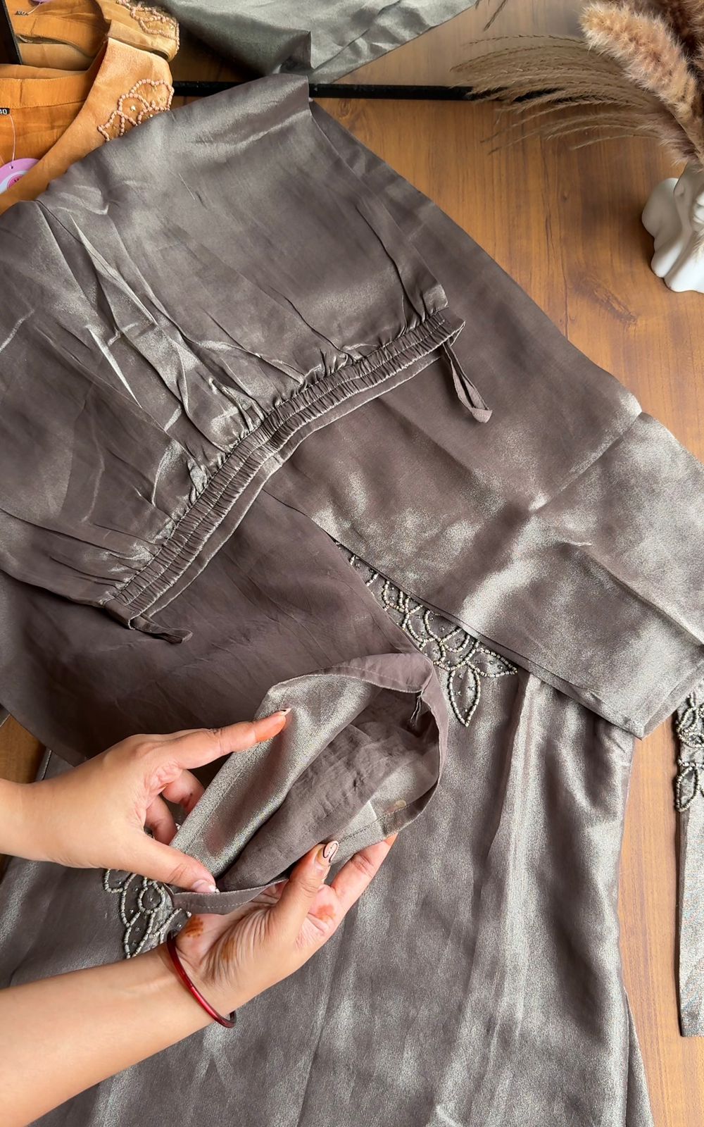 Siksha Kardana Aline Tissue Kurti With Plazzo( Make to order)