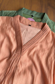 Paheli Dual Shaded Pure Mul Chanderi Aline Kurti With Pants