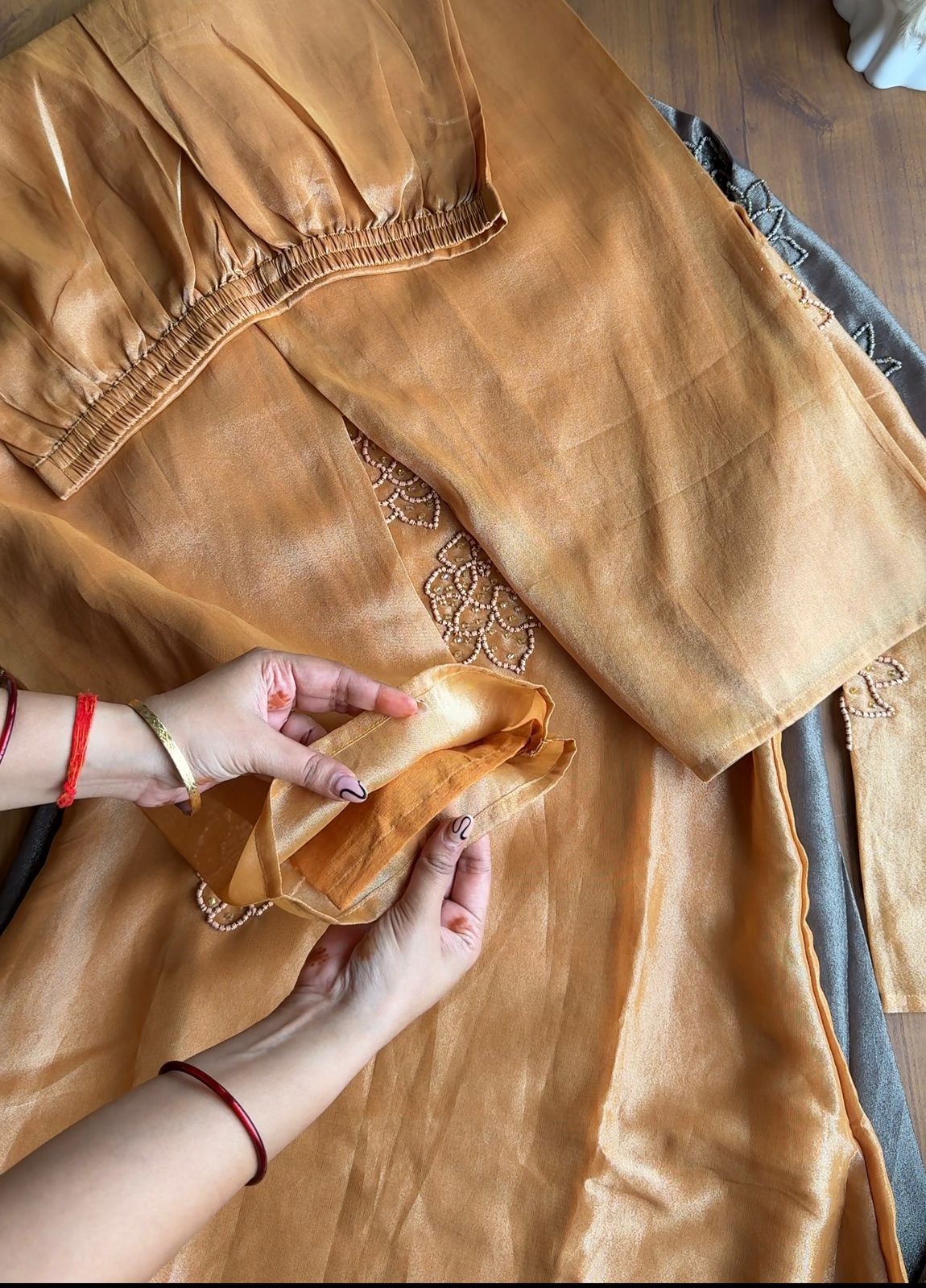 Siksha Kardana Aline Tissue Kurti With Plazzo( Make to order)