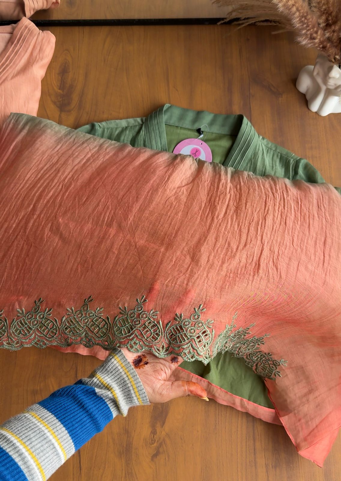 Paheli Dual Shaded Pure Mul Chanderi Aline Kurti With Pants