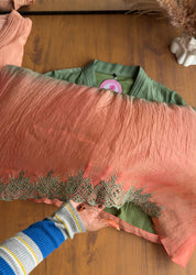 Paheli Dual Shaded Pure Mul Chanderi Aline Kurti With Pants