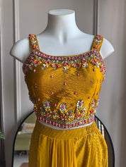 Sarthi Handwork Draped Sare  With Plazzo Set- Yellow