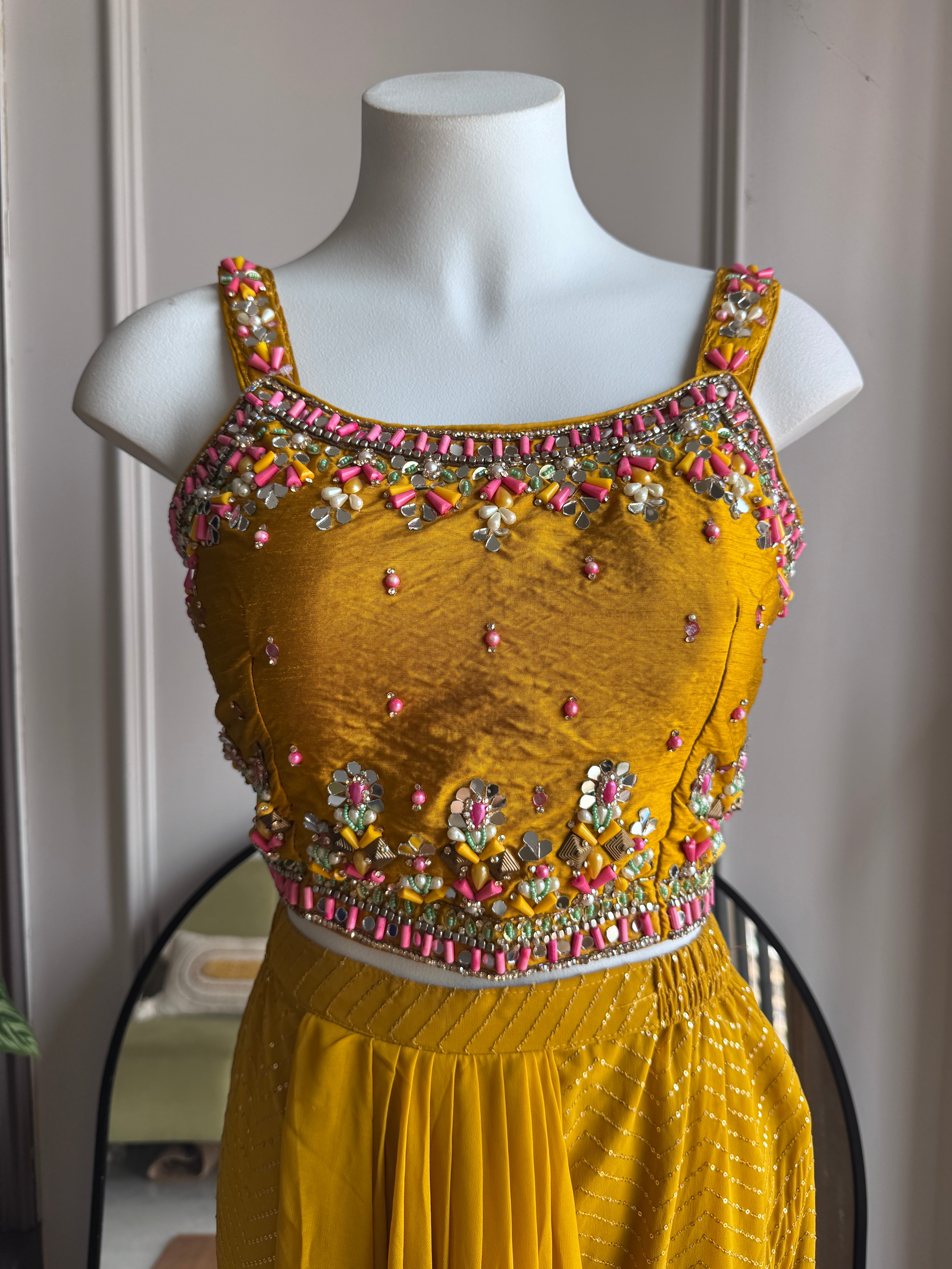 Sarthi Handwork Draped Sare  With Plazzo Set- Yellow