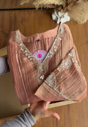 Muskan Hand Work Sleeve Anarkali - Peach