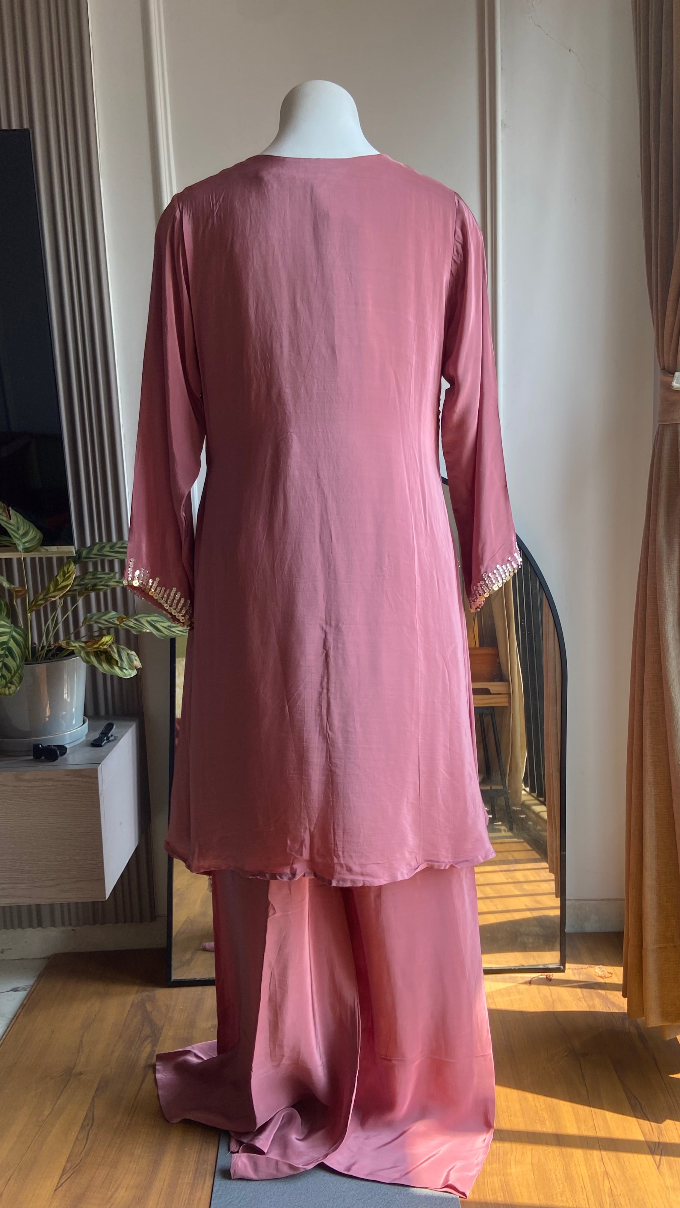 Rakshita crepe silk sequin work Coords (mauve)