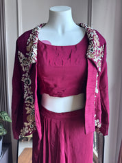 Kirti Handwork Skirt With Jacket Style - Maroon