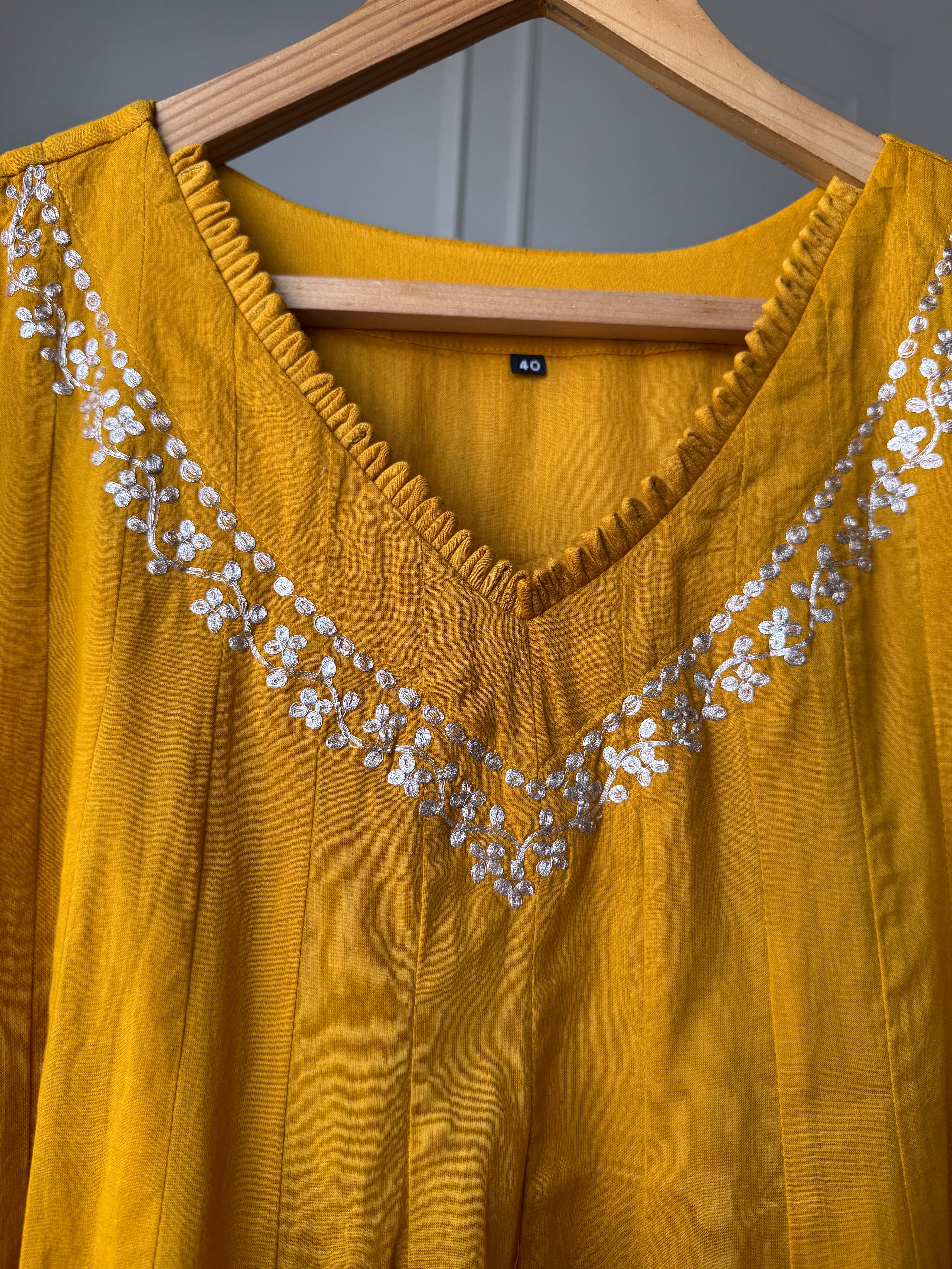 Harshi Mul Cotton Zari Work Dress