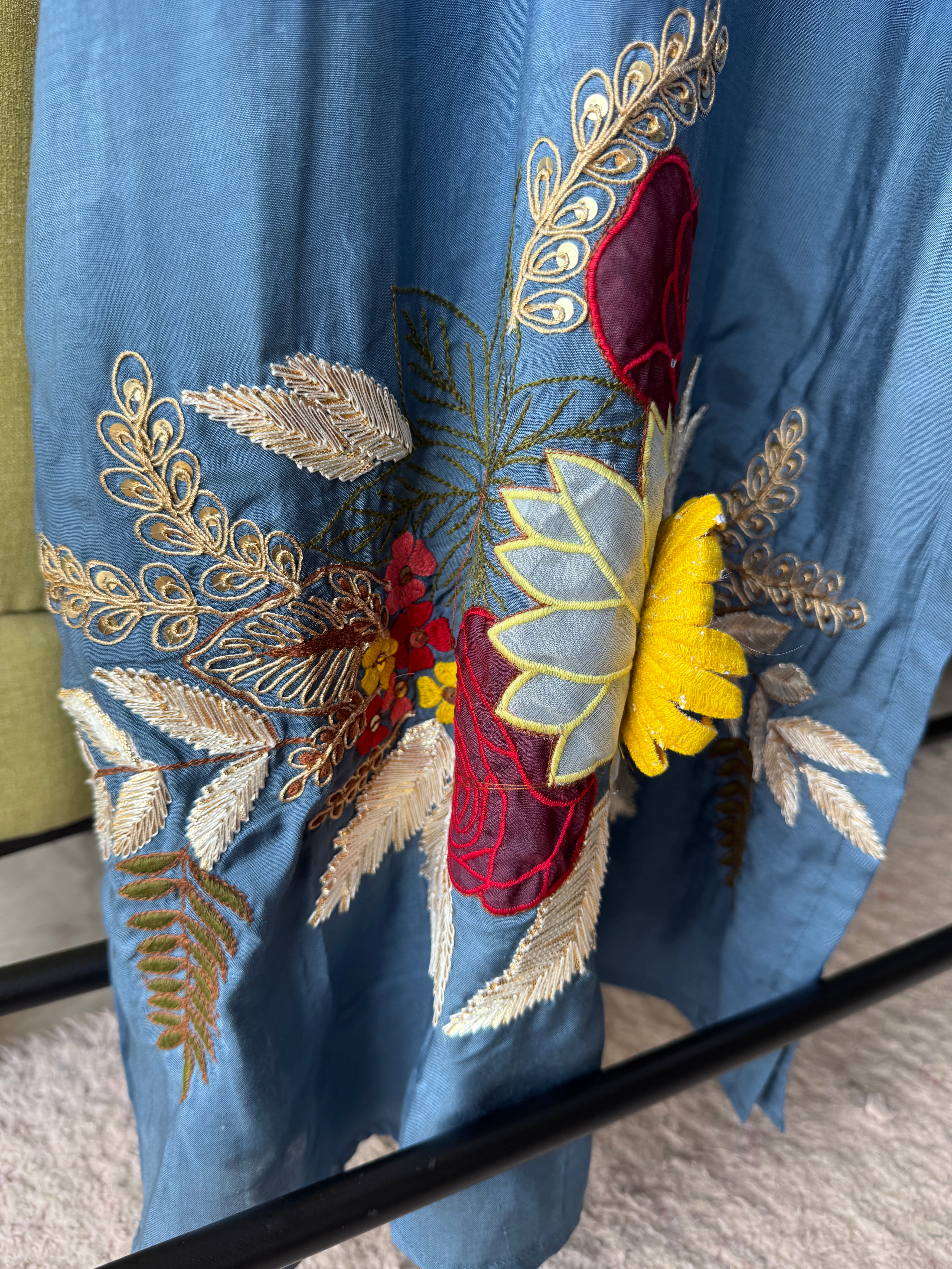 Janvi Embroided Dress- Blue