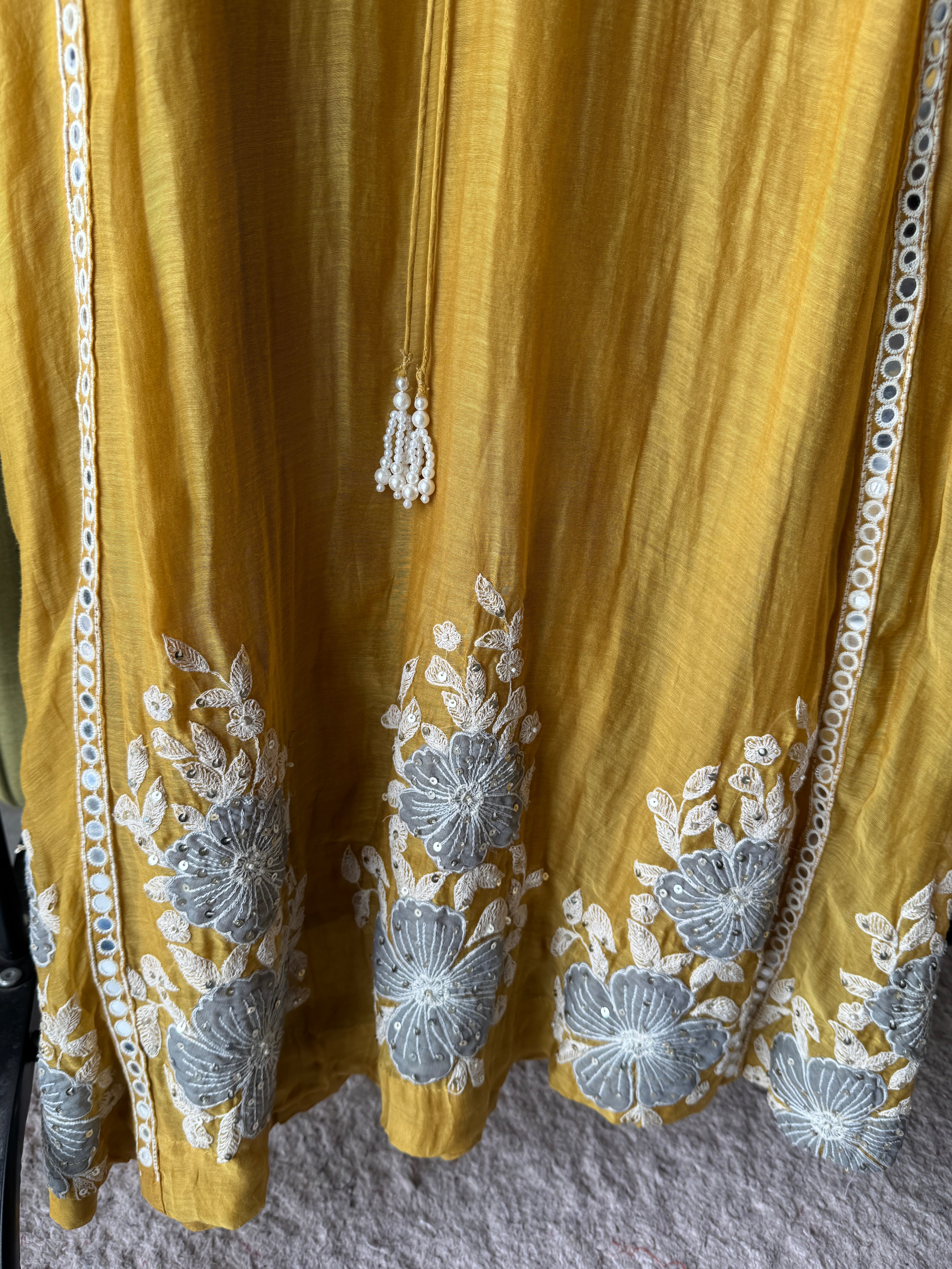 Madhavi Mul Chanderi Cross Cross Neck Handwork Dress