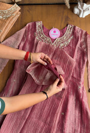 Saumya Green Emerald Hand Work Dress- Pink