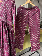 Niyati Cotton Anarkali Dress-Wine