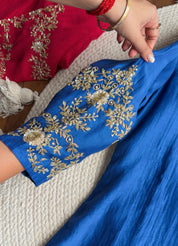 Naina Handwork Mul Chanderi Dress-Blue 💙