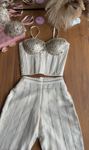 Dazzle Corset Top With Bell Bottoms Pants Full Handwork (Make to Order)