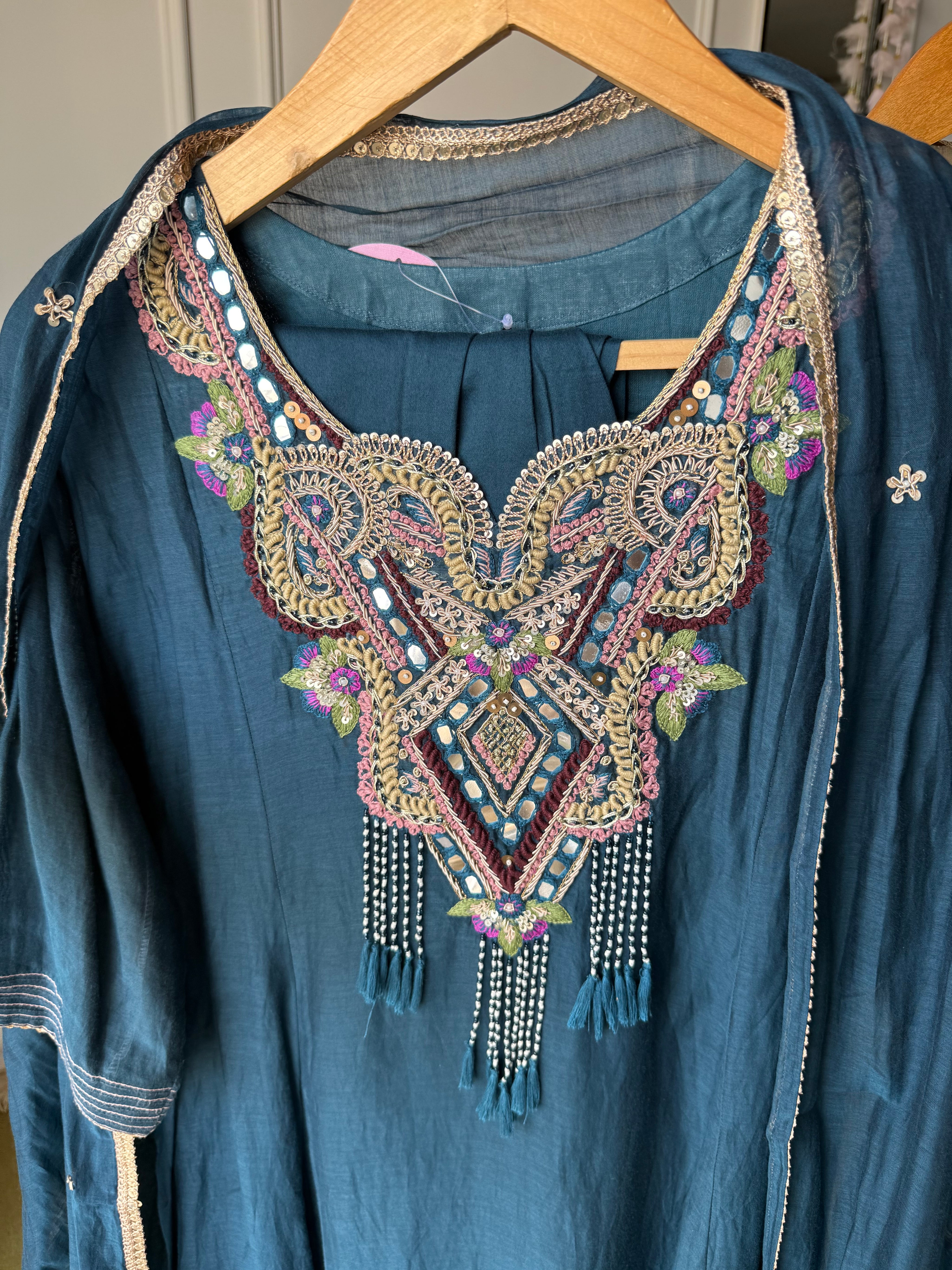 Sujatha Embroided Mul Chanderi Dress