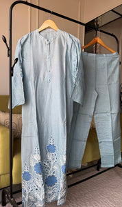 Lili Embroided Work Dress- Sky Blue