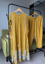 Madhavi Mul Chanderi Cross Cross Neck Handwork Dress