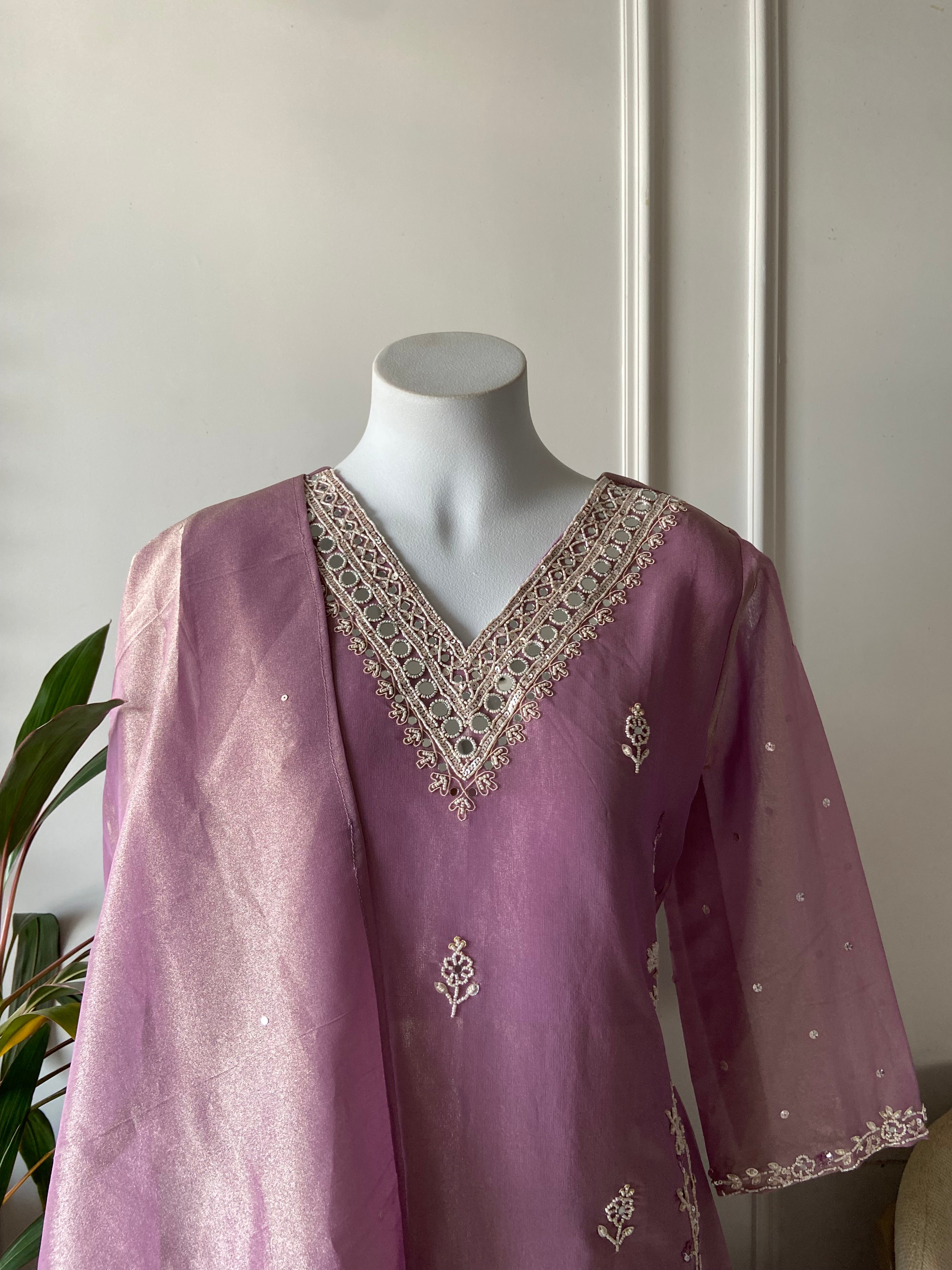 Farheen organza said cut  dress- Magenta