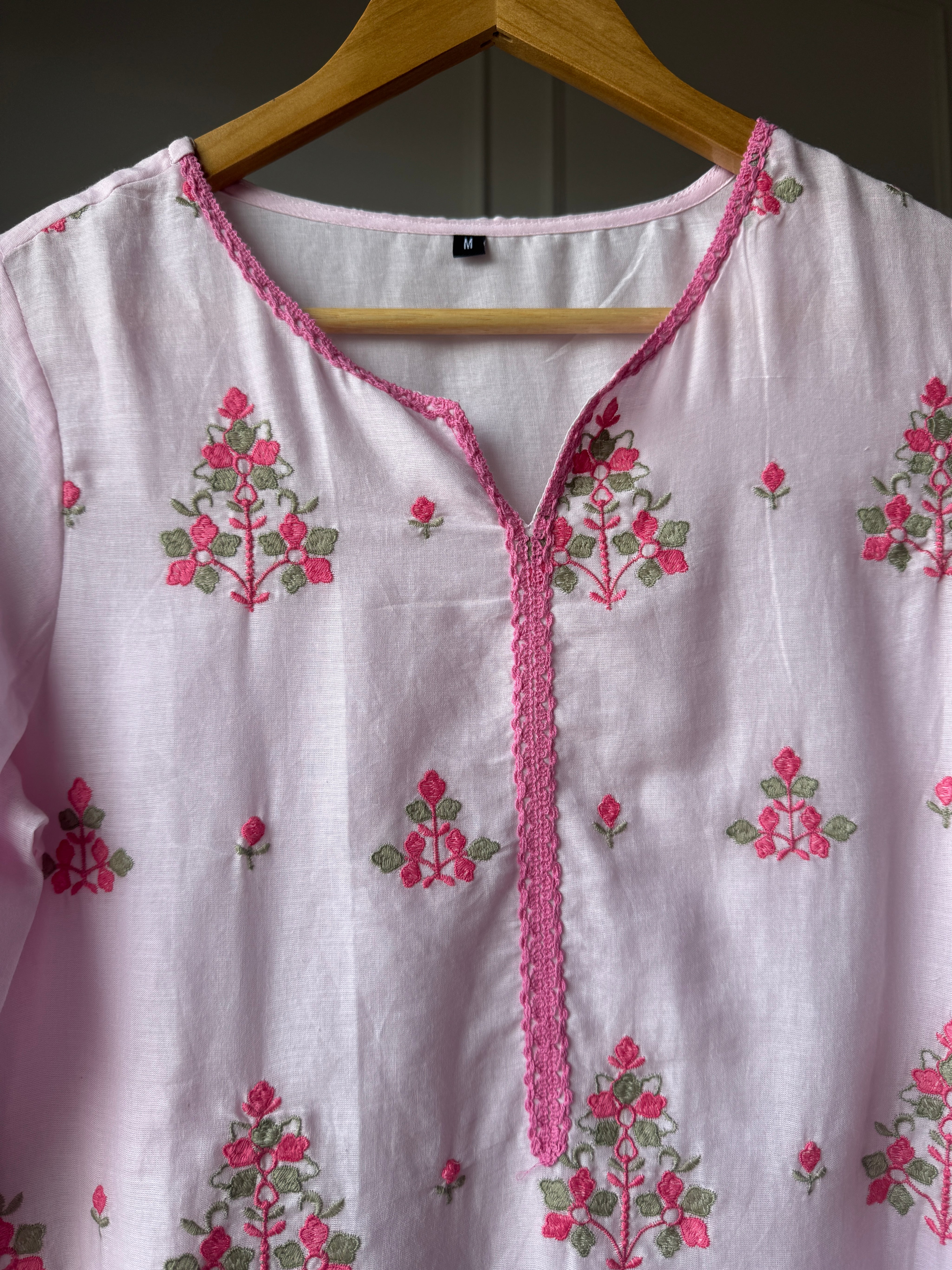 Glossy Embroided Set With Plazzo