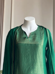 Ravina Tissue and mul Chanderi Aline dress- Green