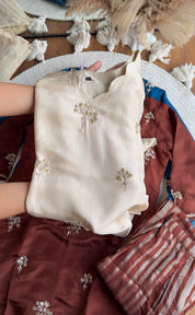 Dhun Short Kurta With Tissue Plazzo And Dupatta Dress-Ivory