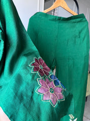 Kriti Russian Silk Embroided Dress- Green
