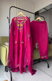 Dinal Embroided Dress- Maroon