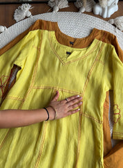 Samiksha Mul Chanderi Dress- Lemon Yellow