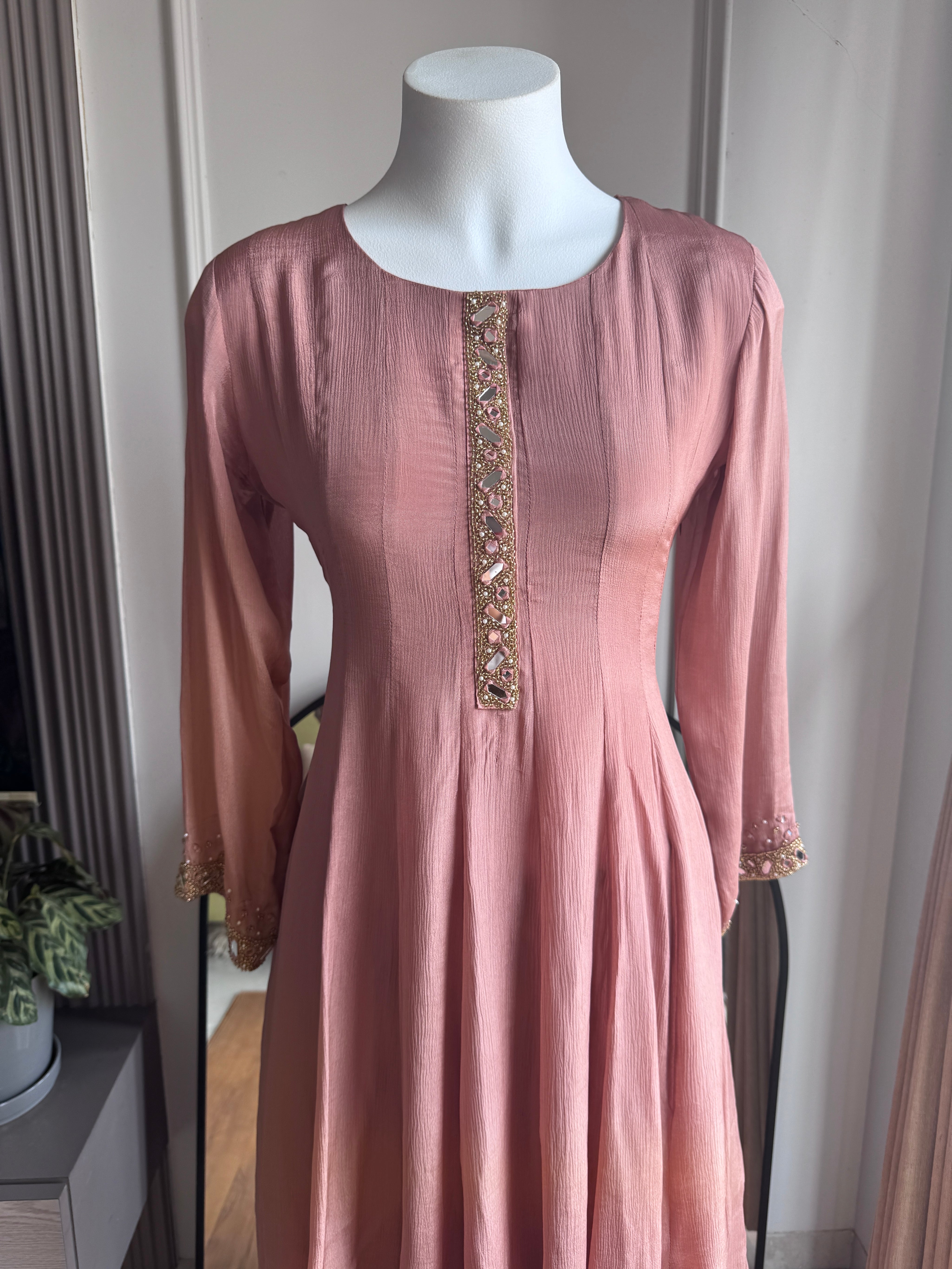 Rupali Handwork Plazzo Dress- Peach (Make to Order)