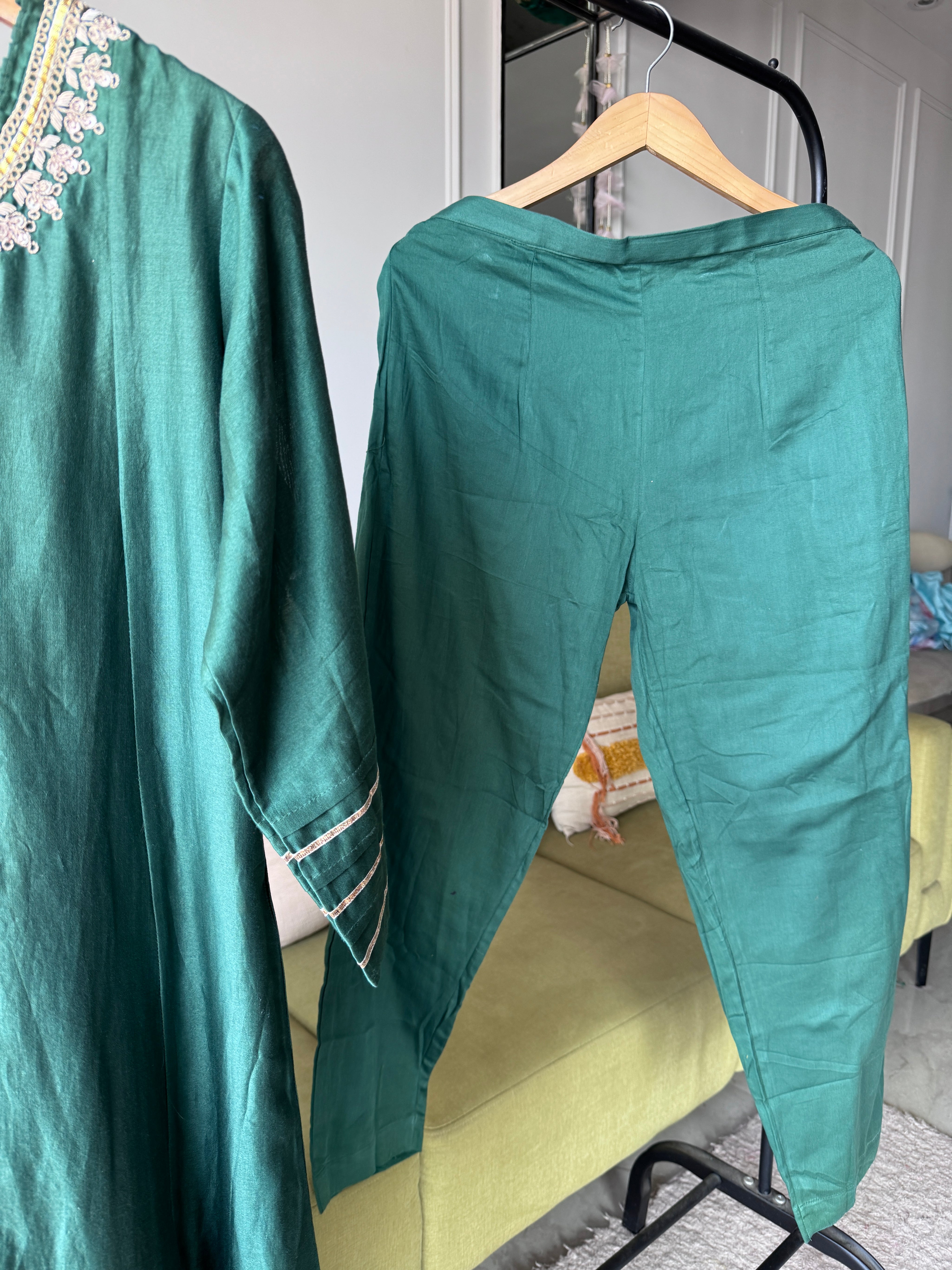 Pavithra Handwork Anarkali Dress- Green