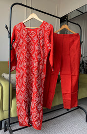 Haniya Embroided Dress- Rust