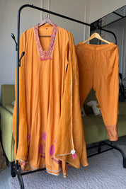 Asifa Patchwork Muslin  Dress- Orange