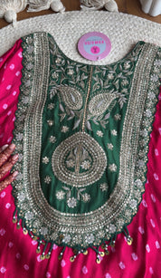 Chavi Bandhani Coords- Green with Pink