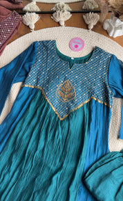 Alia Dual Tone Mul Chanderi Dress- Blue 💙